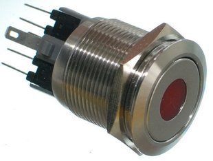 Кнопка антивандальная d25mm різьблення 22mm h32mm 6 контактів індикація 74961-564 фото