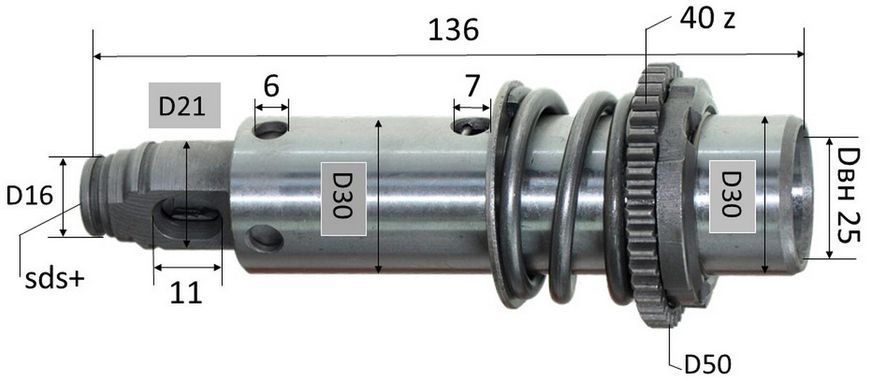 Ствол перфоратора Bosch 2-26 великий в зборі аналог 1617000564 70844-012 фото