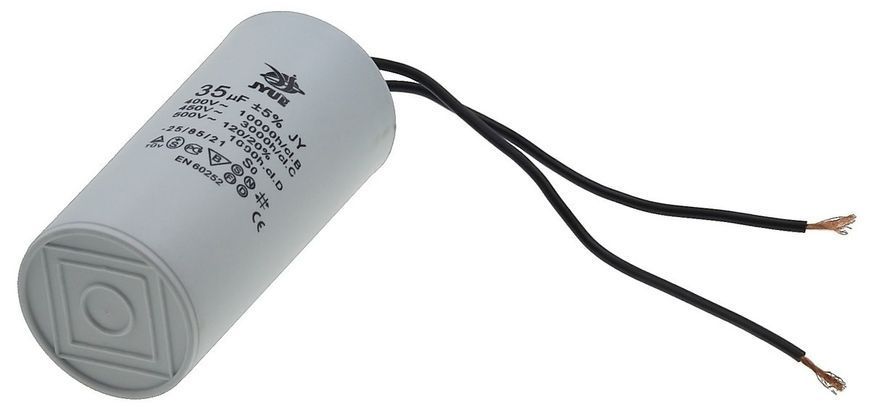 Конденсатор JYUL CBB-60 35мкф - 450 VAC провода (45*96 mm) 64522-099 фото