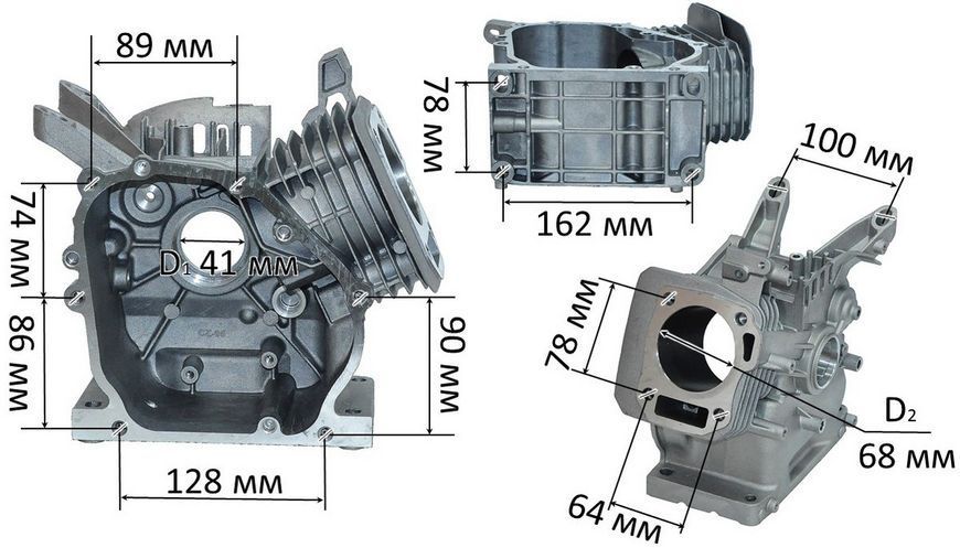 Блок двигуна генератора 168F (6,5Hp) d68 (7 ребер) 48290-216 фото