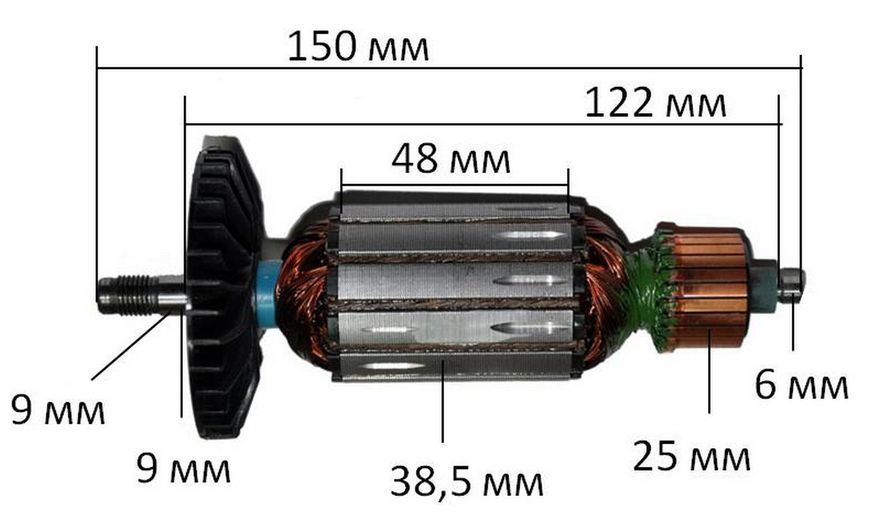 Якорь фрезер Фиолент 1100W оригинал (150*38,5 цанга 9-ка) ИДФР684263016И 26578-190 фото