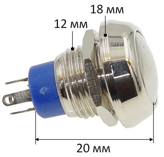Кнопка антивандальная d18mm резьба 12mm h20mm 4 контакта 60212-501 фото