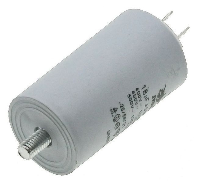 Конденсатор JYUL CBB-60M 18мкф - 450 VAC болт + клеми(40*71 mm) 64610-187 фото