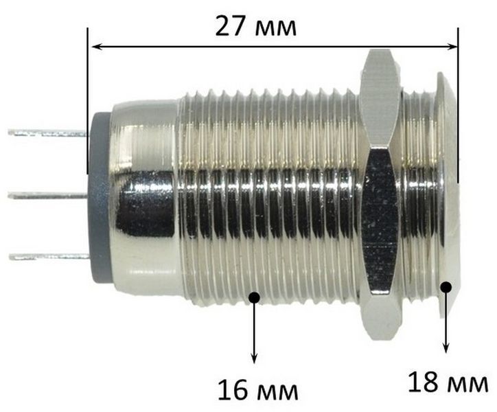 Кнопка антивандальная d18mm різьблення 16mm h27mm 3 контакти 77794-521 фото