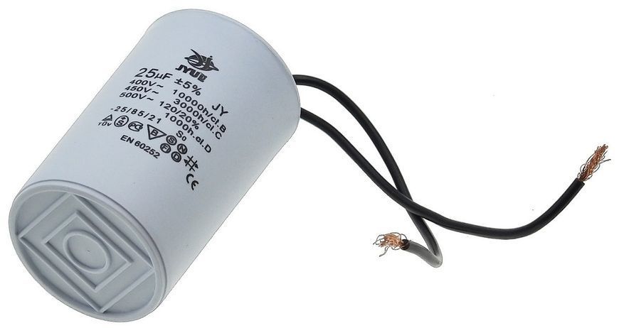 Конденсатор JYUL CBB-60 25мкф - 450 VAC провода (45*73 mm) 64520-097 фото