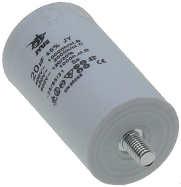 Конденсатор JYUL CBB-60M 20мкф - 450 VAC болт + клеми(35*65 mm) 64611-188 фото