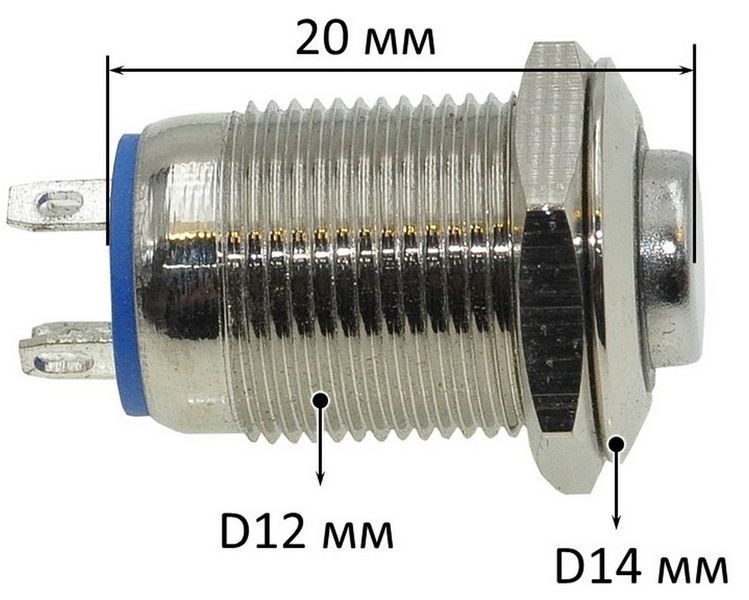Кнопка антивандальная d14mm різьблення 12mm h20mm 4 контакти 62975-511 фото