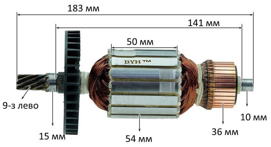 Якір пила дискова (торцева) Makita LS 1040 /Енхель (183*54 9-з / ліво) аналог 516718-8 26609-222 фото