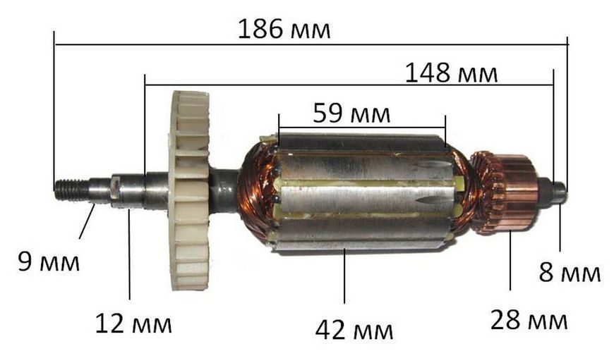 Якорь болгарка Euro Craft AOTE 2122 (186*42 шлиц 9мм) 26847-463 фото