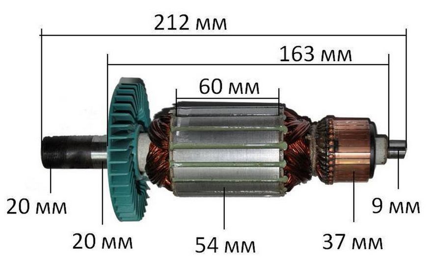 Якорь фрезер Makita 3612C (212*54 цанга 20) 516508-9 26583-196 фото