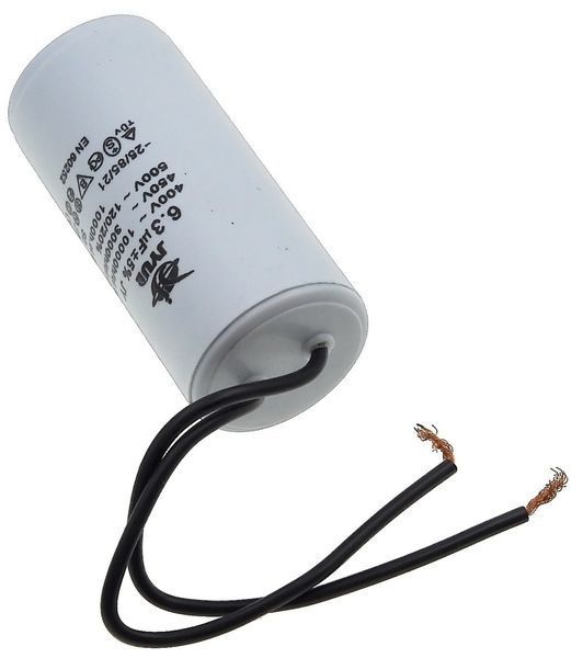 Конденсатор JYUL CBB-60 6,3мкф - 450 VAC провода (30*65 mm) 64508-085 фото
