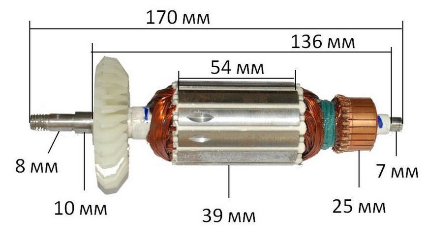 Якорь болгарка Topex 960 Вт (170*39 штифт 8мм) 26939-555 фото