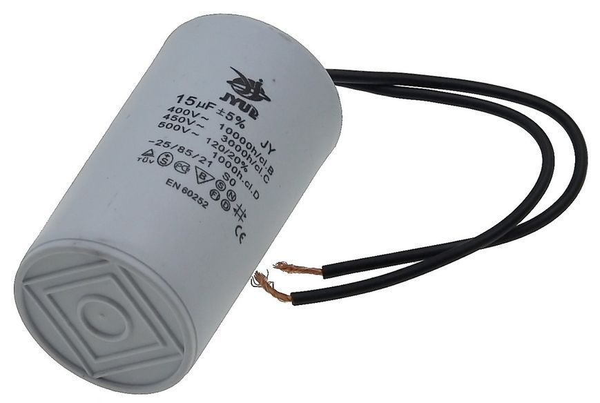 Конденсатор JYUL CBB-60 15мкф - 450 VAC провода (40*72 mm) 64516-093 фото