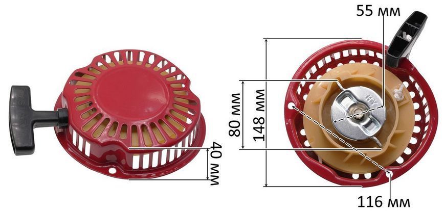 Стартер двигателя генератора/мотопомпы 152F, 154F 1-1,5 kW 2,5HP с 3 отверстиями 79929-056 фото