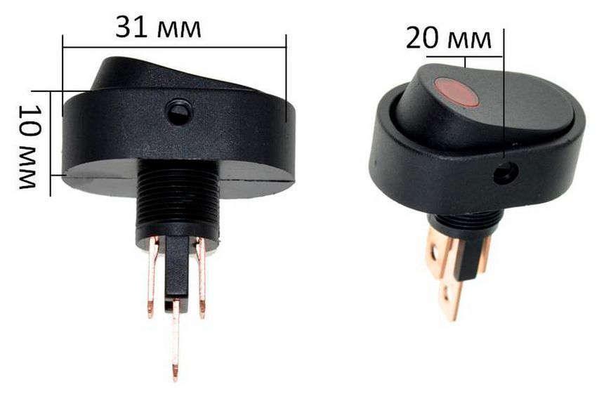 Тумблер овал 2 положения 3 контакта 20*31 мм с подсветкой 12V 00736-440 фото