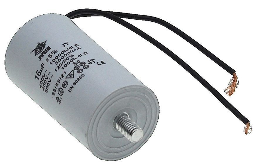Конденсатор JYUL CBB-60L 16мкф - 450 VAC болт + дроту(40*73 mm) 64581-158 фото