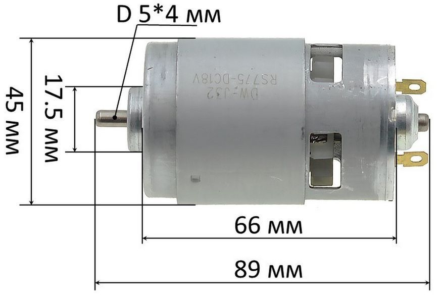 Двигатель гайковерта Tekhmann TIW-300/20i KIT RS-775S 18V (D45 / H89 / dвала 4*5мм) 034717-679 фото