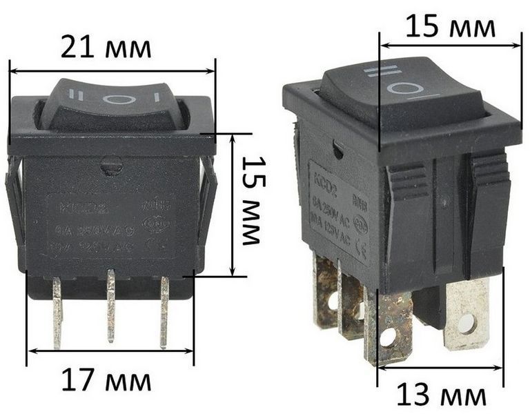 Тумблер 3 положения 6 контактов пружина 15*21 mm 6A 00963-668 фото