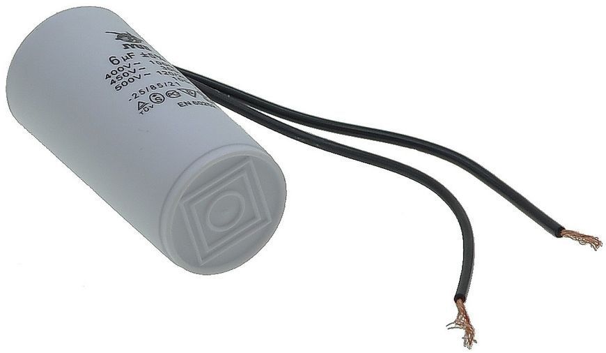 Конденсатор JYUL CBB-60 6 мкф &mdash; 450 VAC дроту (30*65 mm) 64507-084 фото