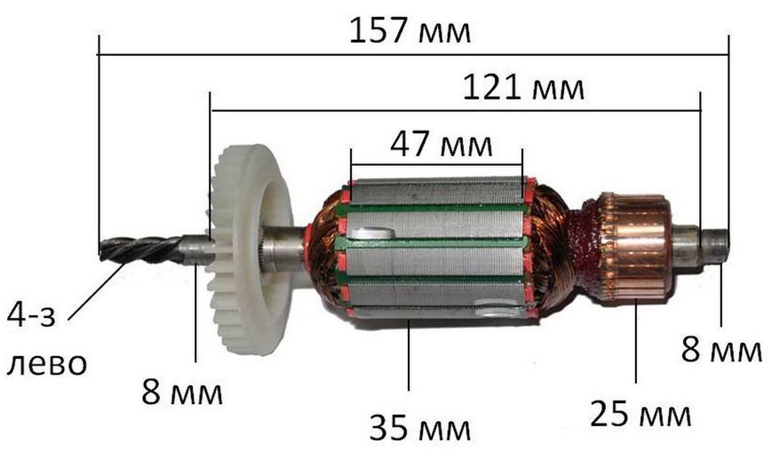 Якір дриль Интерскол ДУ-780 (157*35 4-з /ліво) 26429-032 фото