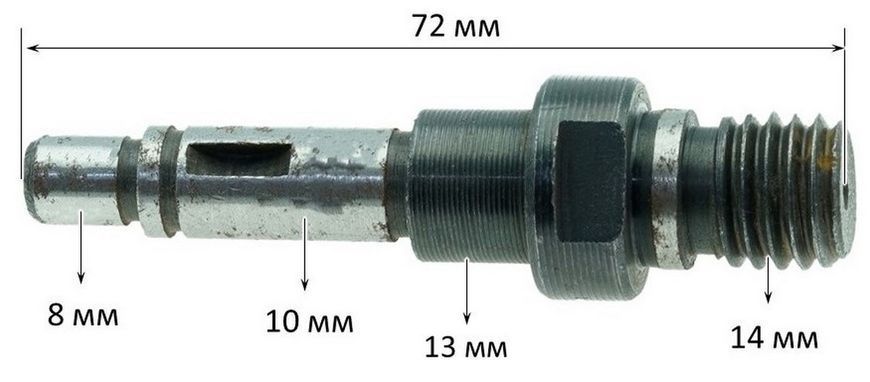 Вал болгарки Powertech 125-900 d8*10*13 L72 69683-112 фото