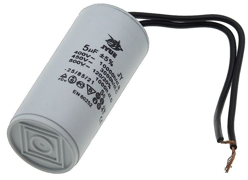 Конденсатор JYUL CBB-60 5мкф - 450 VAC дроту(30*65 mm) 64506-083 фото