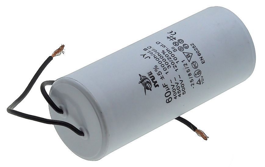 Конденсатор JYUL CBB-60L 60мкф - 450 VAC болт + провода (49*120 mm) 64591-168 фото