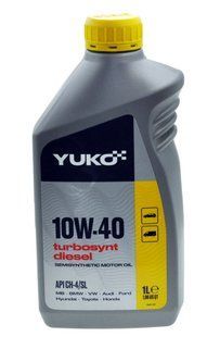 Масло YUKO TURBOSYNT DIESEL 10W-40 SAE API CH-4/SL ACEA E5, E2 1л 34995-333 фото