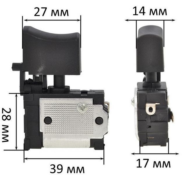 Кнопка шурупокрута Makita 14*27 контакти аналог 650663-8 30885-210 фото