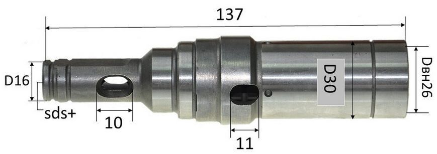 Ствол перфоратор Makita HR2610 L-137 аналог 140264-5 66032-111 фото