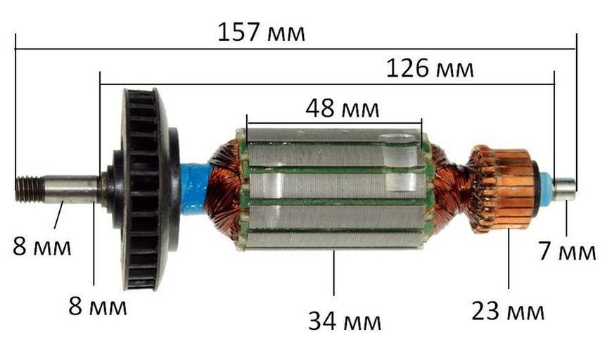 Якорь болгарки Black and decker CD115 (157*34 резьба 8 мм) 26757-372 фото