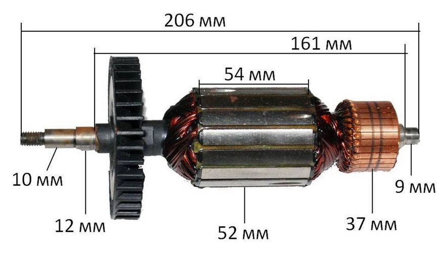 Якір болгарка Зеніт ЗУШ-230/2400 Профи / Black Master 230 (206 * 52 шпонка 10мм) 26892-507 фото