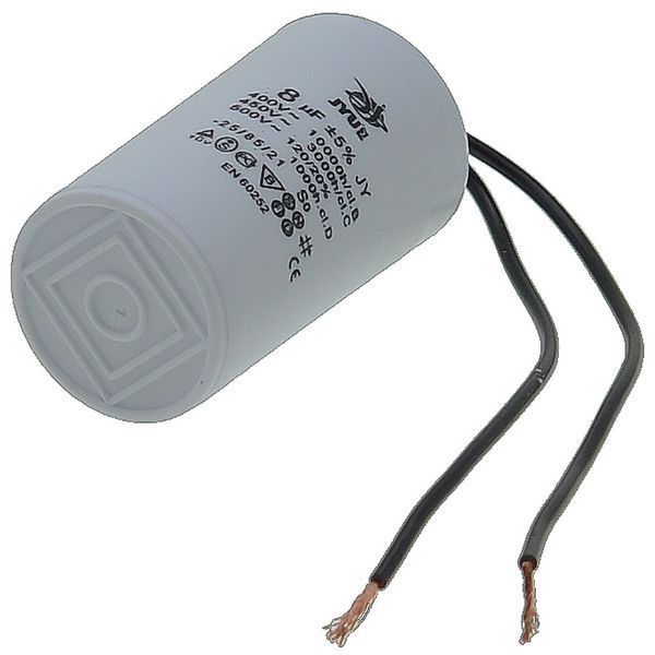 Конденсатор JYUL CBB-60 8мкф - 450 VAC дроту(35*60 mm) 64510-087 фото