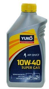 Масло YUKO SUPER GAS 10W-40 SAE API SM/CF 1л для машин з ГБО 44621-266 фото