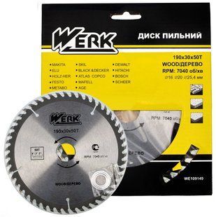 Пильний диск по дереву Werk 190х30, 50 зуб. - 1 шт 81489-036 фото