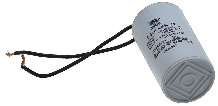 Конденсатор JYUL CBB-60 14мкф - 450 VAC дроту(40*72 mm) 64515-092 фото